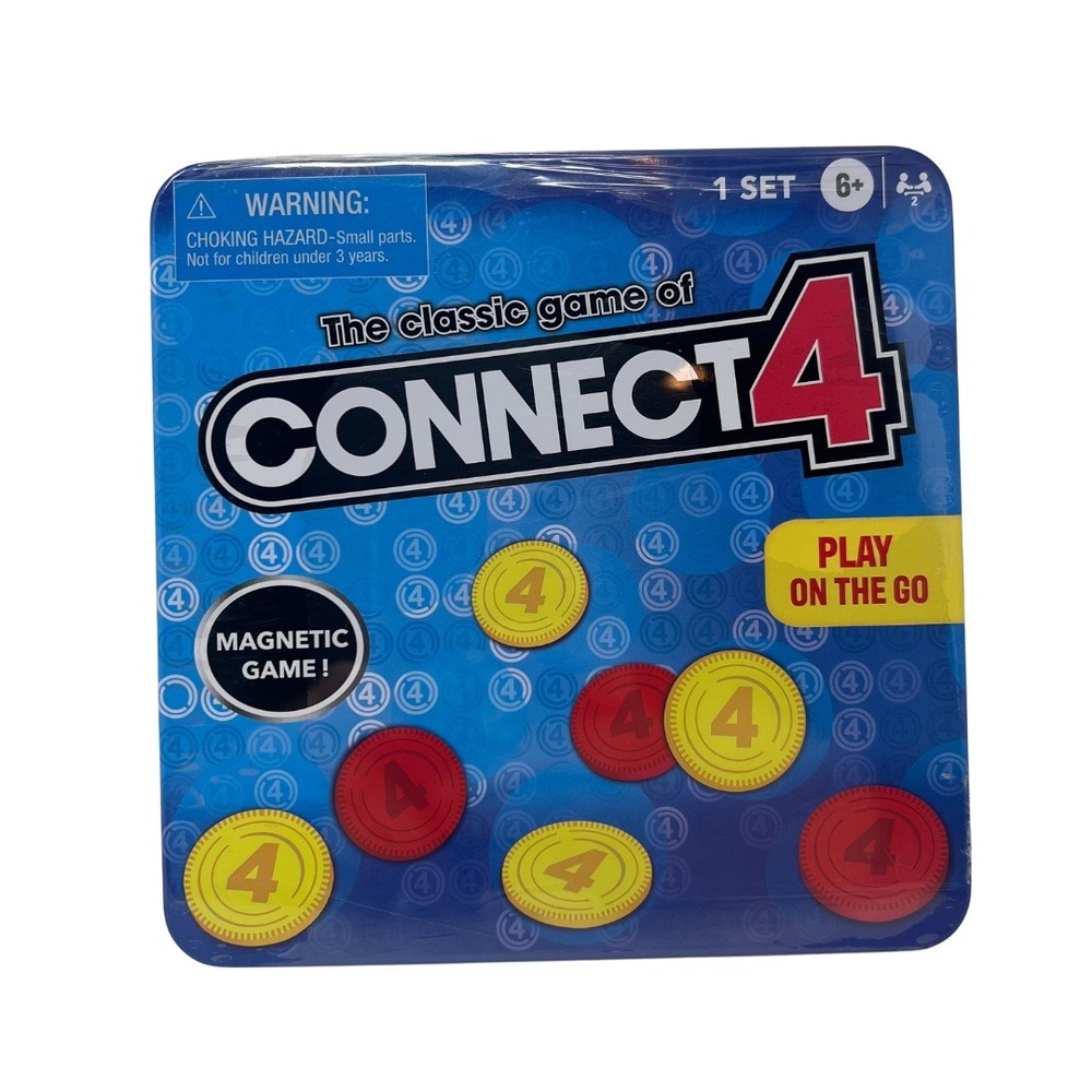 Connect 4 Travel Magnetic Game Tin Portable Board Game Kids Adults NEW